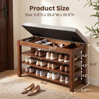 SolidWood Entryway Shoe Rack Storage Bench, Flip-Top Soft-Close Lid, 39.4'' - Image 2