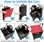 FELICON SELORSS Foldable Utility Cart Folding Portable Rolling Crate-Red - Image 4