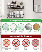 Sakugi Black Corner Shower Caddy Adhesive No Drilling Bathroom Shelves - Image 4