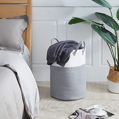 YOUDENOVA Cotton Laundry Hamper, 58L Tall Storage Basket-Grey - Image 2