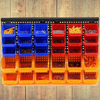 30-Bin Wall Mounted Storage Bins Kit, Tool Organizer Rack, Garage Hardware Organizer, Parts Storage Bins, DIY Combination 4 Set (Red & Blue & Orange Type) - Image 6