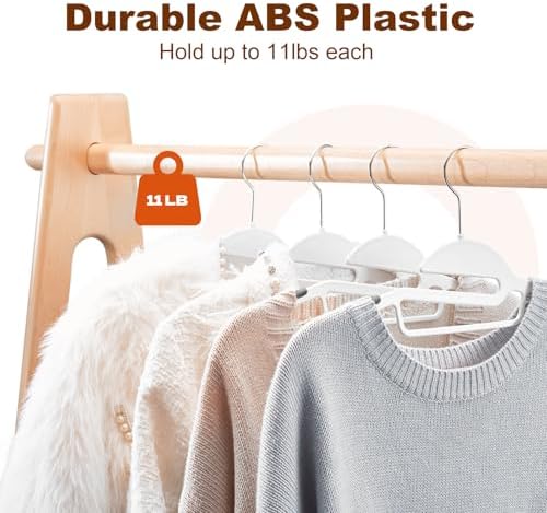 HOUSE DAY Slim Plastic Hangers with Non Slip Rubber Pads, 50 Pack, White | Space saving closet organizer, heavy duty S-shape, rubber grip pads help keep shirts, suits, coats, pants, skirts in place - Image 5