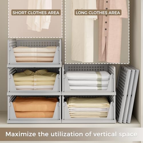 Pinkpum 8 Pack Closet Organizer Storage Bins Stackable Plastic Drawer Shelf - Image 4