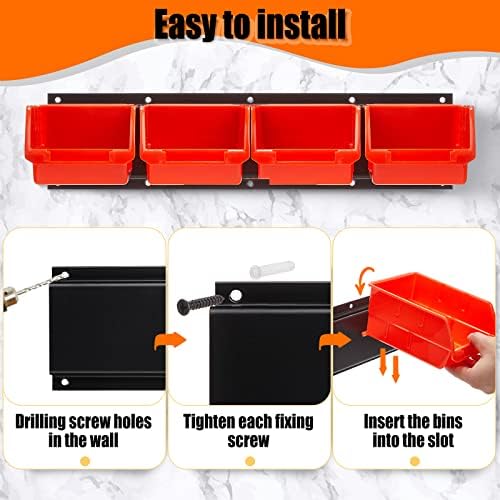 Maitys Wall Mounted Storage Bins Parts Plastic Hanging Stackable, Orange - Image 4