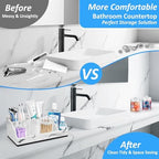 Bathroom Organizer Countertop, White Marble Toothbrush Holders for Bathrooms with 3PCS Qtip Holder Dispenser, Toothbrush and Toothpaste Holder for Bathroom Counter Organization Storage Vanity - Image 3
