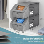 AOODA 2 PCS Stackable Hat Storage for Baseball Caps, Holds up to 24 Caps Cap Organizer for Closet, Sturdy Hat Boxes for Men with Cardboard, Slate Grey - Image 3