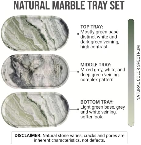 YKAJO Shangri-la Green Oval Marble Tray, 11.8x5.9 Vanity Perfume Organizer - Image 4