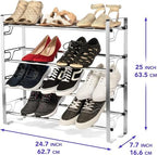 Large Capacity 4 Tier Shoe Rack, 16 Pairs Shoe Storage Organizer, Space-Saving Shoe Rack for Entryway, Free Standing Shoe Storage Shelves, Closet Shoe Organizer & Storage, Black Shoe Rack - Pack of 2 - Image 3