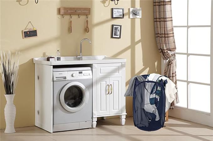 Pop up Laundry Hamper, Foldable Mesh Clothes Hamper for Kids Room, College Dorm or Travel, Collapsible Laundry Basket for Storage, Blue - Image 9