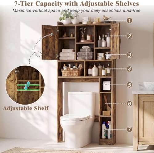 Farmhouse Over The Toilet Storage Cabinet with Barn Door, Reversible Side - Image 5