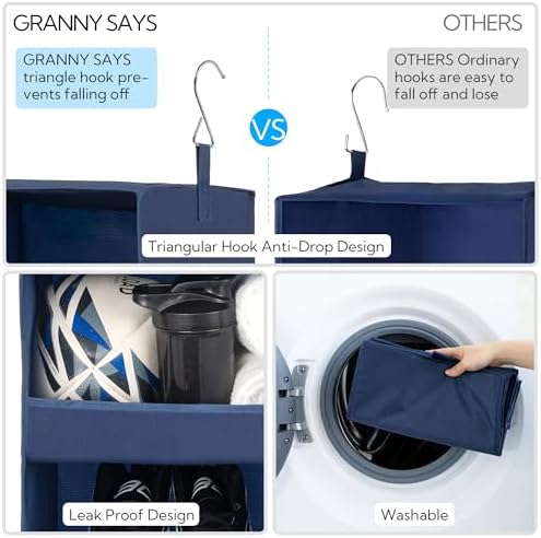 GRANNY SAYS 3-Shelf Hanging Closet Organizer, Foldable Storage, Navy | 33 lb Capacity, No-Sag Support, Keeps Clothes Neat, Folds Flat, Fits RV, Dorm & Small Closets, 2 Pack - Image 4