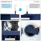 GRANNY SAYS 3-Shelf Hanging Closet Organizer, Foldable Storage, Navy | 33 lb Capacity, No-Sag Support, Keeps Clothes Neat, Folds Flat, Fits RV, Dorm & Small Closets, 2 Pack - Image 4