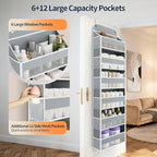 Yecaye Over Door Organizer, 60 lbs Load Capacity, Metal Hanging Storage with 6 Shelves for Toys, Bathroom, Nursery, Dorm Room, Grey,1Pc - Image 2