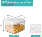 Ankou Airtight Container Set (1000ml 4 Pcs) Stackable One Press Openning Food Containers for Snacks Sugar Salt Herbs Spices Coffee Bean Formula Popcorn BPA-Free Tight Seal - Clear (1.0 QT * 4) - Image 2
