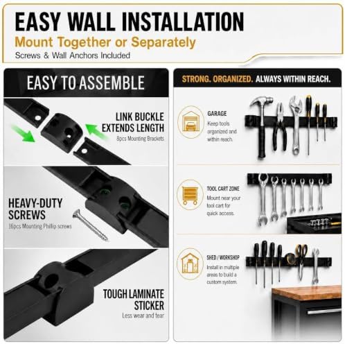 12" Magnetic Tool Holder, 10 Pack PVC-Coated Heavy Duty for Garage - Image 6