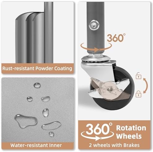 STORAGE MANIAC 80 Liters Vertical Rolling Laundry Hamper, 2 Section Laundry Sorter with Wheels and 2 Breaks, 2-tier Laundry Baskets for Small Space, Dorm, Laundry Room, Closet, Bathroom, Gray 2-tier - Image 4