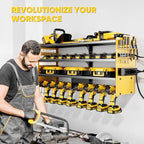 POKIPO Large Power Tool Organizer Wall Mount with Charging Station,4 Layer Heavy Duty Metal Storage Rack Loads 600lbs with 8 Cordless Drill Holder,Battery Utility Rack Gift for Garage workshops Room - Image 5