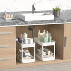 Sooyee 4 Tier Wide Storage Cart Mobile Shelving Unit Organizer Slide Out Storage Rolling Utility Cart Tower Rack for Kitchen Bathroom Laundry, Plastic & Stainless Steel,White - Image 5