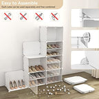 Portable Shoe Rack Organizer with Door, 48 Pairs Shoe Storage Cabinet Easy Assembly, Plastic Adjustable Shoes Organizer Stackable Detachable Free Standing Shoes Rack White - Image 5