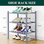 Smiry Bamboo Shoe Rack, 8 Vertical Slats, 3 Tier - 17.3" Wide, Grey - Image 2