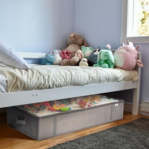 StorageExpert Under Bed Storage Containers, Closet Organizer, Grey, 2 Pack | Under Bed Storage, Foldable Fabric, Large Capacity, Dustproof, Clothes Storage, Blanket Storage, Toy Organizer, Space Saving - Image 6