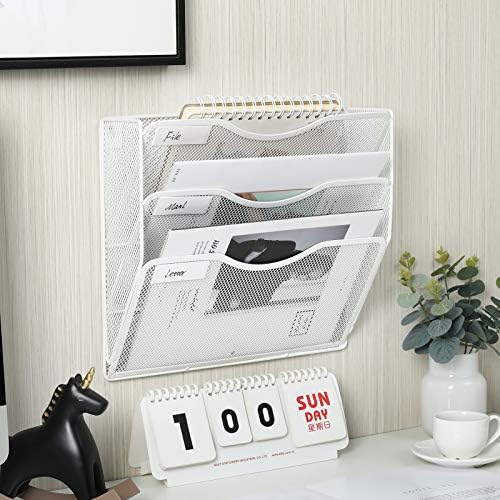 EasyPAG 3 Pocket Mesh Wall File Organizer, Hanging Paper Folder Holder with Classify Label, Vertical Wall Mount Mail Organizer for Office Home Classroom, White - Image 6