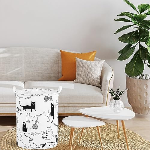 Foldable Baby Laundry Basket Hamper for Nursery Girl Boy kids Clothes laundry hamper basket Portable Tall Collapsible Cute Laundry Basket Organizer, Nursery Storage Basket with Handles (Animal Cats) - Image 3
