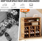 Shoe Storage Bench Cubby with 11 Cubbies, Wood Shoe Rack Organizer Cabinet - Image 6