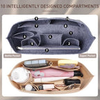 Doxo Purse Organizer Insert for Handbags & Base Shaper 2pc Set, Felt Neverfull MM Organizer Insert, Tote Bag Organizer with Zipper Pocket and Bottle Holder, Fit Speedy 30 Neverfull MM and More,Gray-L - Image 4