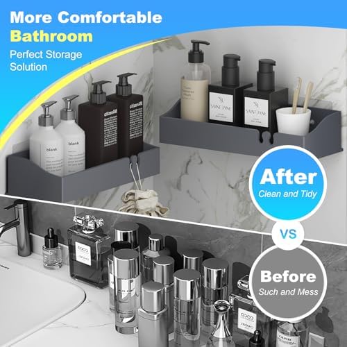 Acrylic Shower Caddy Bathroom Organizer,Rustproof Shower Shelves - No Drilling Wall Mount Shelf, Adhesive Bathroom Storage For Shampoo With Soap Holder 3 Pack - Image 4