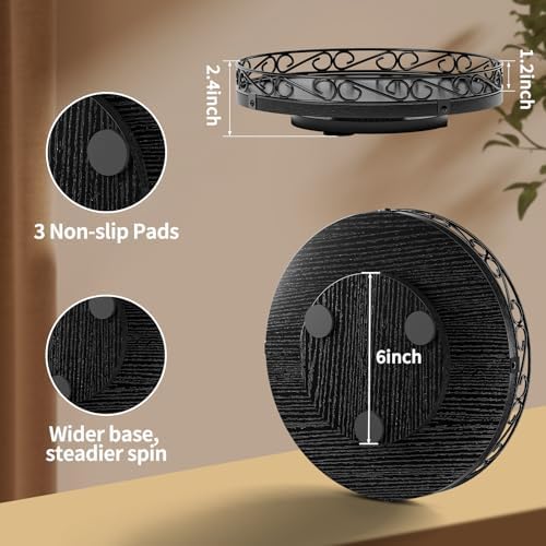 9" Lazy Susan Turntable Organizer for Table Top, Wood Lazy Susan Cabinet - Image 2