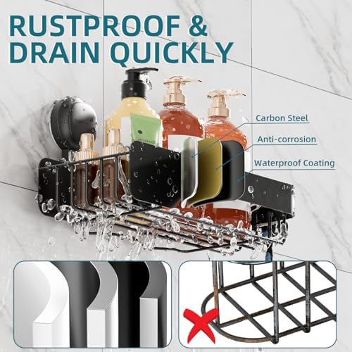 TAILI Shower Caddy Suction Cup Rustproof Metal Visible indicator Black - Image 3