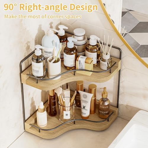 2-Tier Corner Bathroom Counter Organizer, Larger Size - Image 5