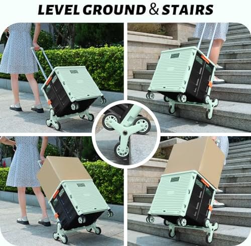 FELICON SELORSS Folding Utility Climber Cart Portable Rolling Crate-Green - Image 3
