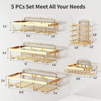 Liuoud 5 Pack Shower Caddy for Inside Shower, Gold Bathroom Storage Decor - Image 5