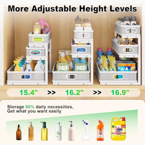 3 Tier White Under Sink Organizer,Kitchen Cabinet Storage Organizer(2 pack) - Image 4