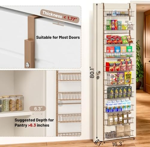 ElegantArray 10-Tier Pantry Door Organizer, Brown - Image 2