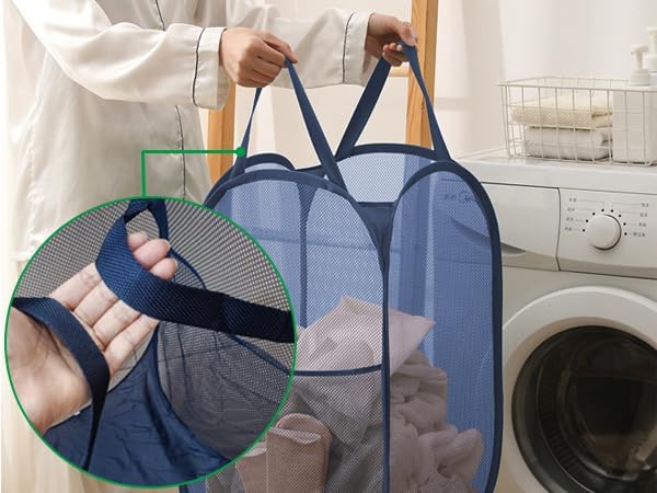 Foldable Clothes Basket Mesh Pop Up Laundry Hamper for Apartment, RV - Image 7