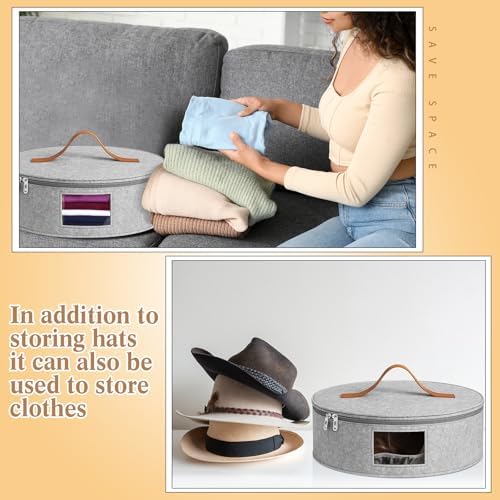 Chunful Hat Box for Women Storage Cowboy Hat Box, Gray, Height 6.3 Inches - Image 6