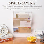 MyGift 3 Tier Acrylic Mail Sorter Wall Mounted Letter Holder Rack - Image 2