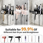 Hair Dryer Holder, Hair Tool Organizer Wall Mount, Adhesive or Drill, White - Image 6