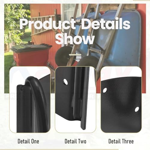 Wheelbarrow Storage Bracket - 90 lbs Capacity, Heavy Duty Storage Hook for Most Wheelbarrows Designs, Comes with a Spring Loaded Lift Latch Safety Catch Feature - Image 7