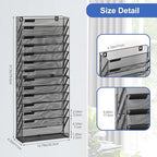 EasyPAG Wall File Holder 14 Tier Mesh Hanging Folder Organizer with Flat Tray Wall Mounted Mail Organizer Magazine Paper Desk Shelf with Nametag Label for Office Home School, Black - Image 3