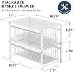 Simple Houseware Stackable Basket Drawer, White - Image 2