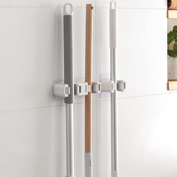 Broom Holder Wall Mount Self Adhesive, No-Drill Mop Grip Single Clip - Image 4