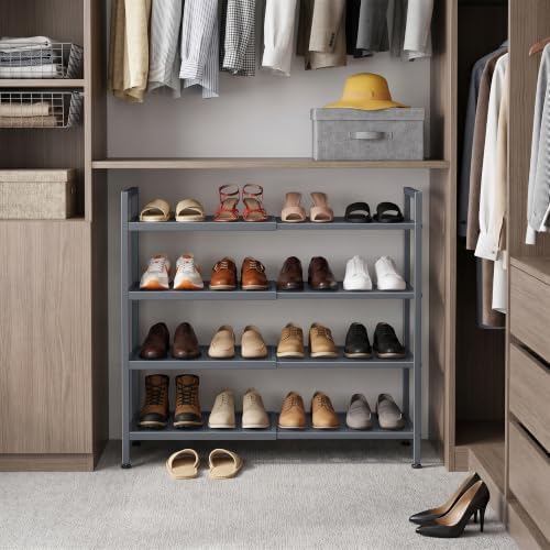 Expandable Shoe Rack for Closet, Entryway, Shoe Storage, 4-Tier, Grey - Image 2