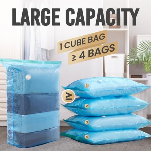 TAILI Vacuum Storage Bags 4 Pack, Jumbo Cube (31x40x15 Inch), Blue - Image 2