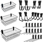 NeatiEase 29 PCS Slatwall Accessories Kit for Garage Rooms Shops Storage, Slat Wall Accessory Includes 3 Pack Slatwall Baskets Set and 26 PCS Multisized Heavy Duty Slatwall Hooks by NeatiEase