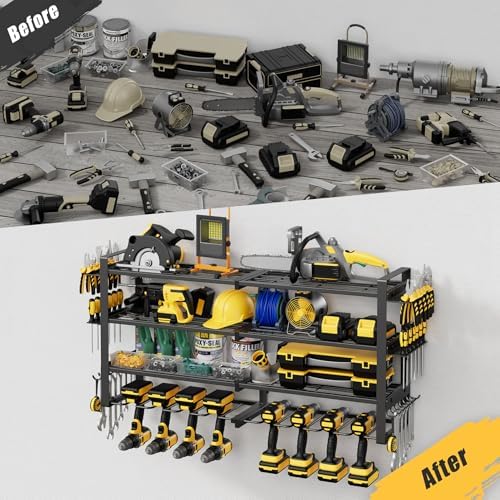 4-Tier Power Tool Organizer Wall Mount, 450LBS Capacity, 8 Drill Holders - Image 6