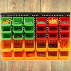 30-Bin Wall Mounted Storage Bins Kit, Tool Organizer Rack, Garage Hardware Organizer, Parts Storage Bins, DIY Combination(Red & Green & Orange Type) - Image 4